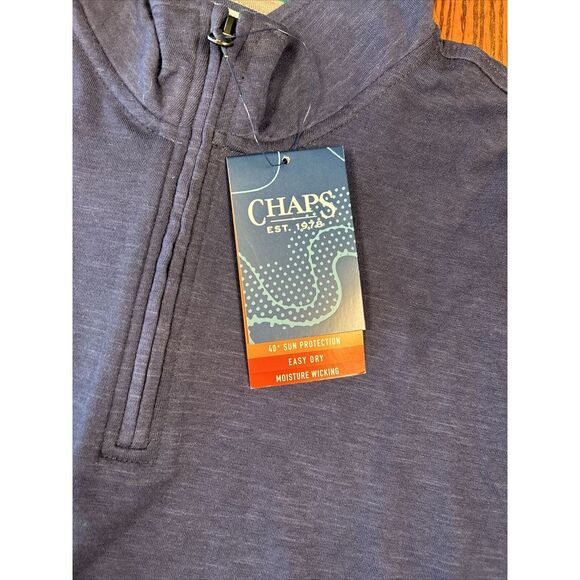 NWT Chaps Pullover 1/4 Zip Windbreaker Size Men's XL 40 UPF Blue - Picture 2 of 16